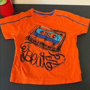 healthtex Orange Kids Tee with Blue Cassette Graphic